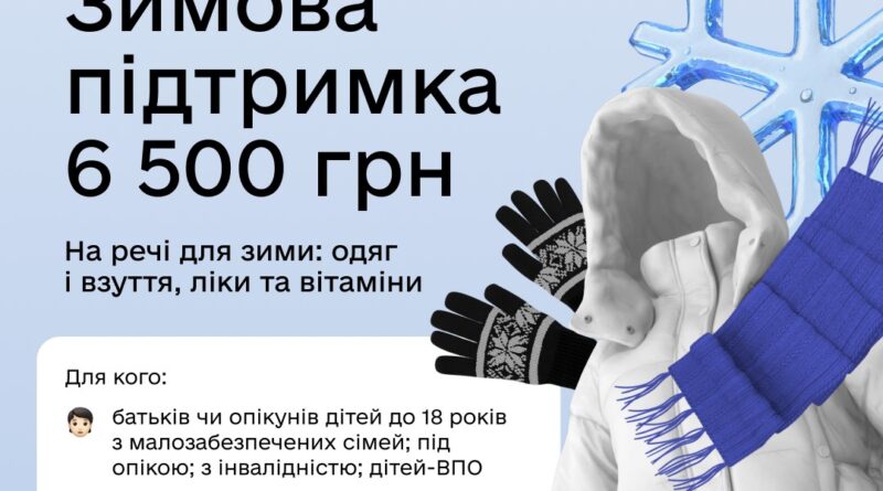 ВІДСЬОГОДНІ СТАРТУЄ ПРИЙОМ ЗАЯВОК НА ОДНОРАЗОВУ ВИПЛАТУ 6 500 ГРН У РАМКАХ ПРОГРАМИ «ЗИМОВА ПІДТРИМКА» ВІДСЬОГОДНІ СТАРТУЄ ПРИЙОМ ЗАЯВОК НА ОДНОРАЗОВУ ВИПЛАТУ 6 500 ГРН У РАМКАХ ПРОГРАМИ «ЗИМОВА ПІДТРИМКА»