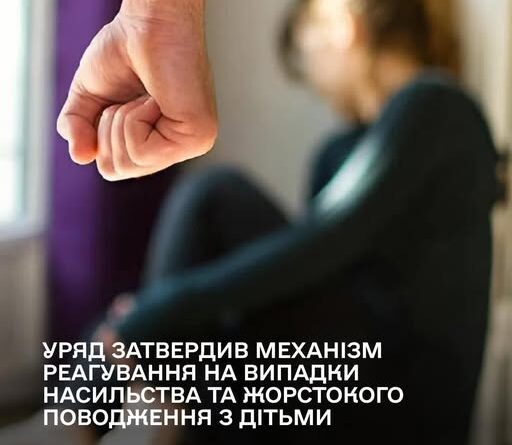 УРЯД ЗАТВЕРДИВ ПОРЯДОК РЕАГУВАННЯ НА ВИПАДКИ НАСИЛЬСТВА ТА ЖОРСТКОГО ПОВОДЖЕННЯ З ДІТЬМИ