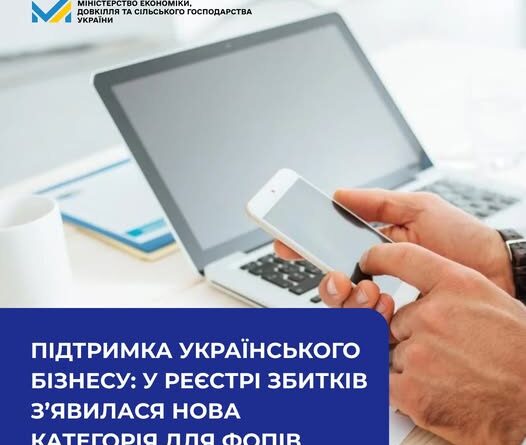 ПІДТРИМКА УКРАЇНСЬКОГО БІЗНЕСУ: У РЕЄСТРІ ЗБИТКІВ З’ЯВИЛАСЯ НОВА КАТЕГОРІЯ ДЛЯ ФОПІВ!