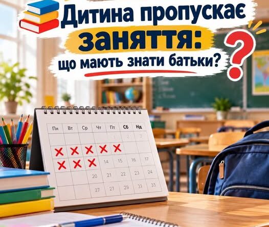 ДИТИНА ПРОПУСКАЄ ЗАНЯТТЯ: ЩО МАЮТЬ ЗНАТИ БАТЬКИ?